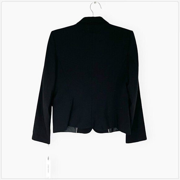 Calvin Klein Black Luxe Stretch 2 Button Notch Lapel Long Sleeve Blazer NWT 10 - Picture 2 of 3